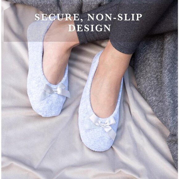 Elegant Women's Classic Terry Ballerina Slippers with Satin Bow - Size 9.5-10.5 - Picture 6 of 6